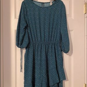 Mts blue layered dress with black and white dots size small